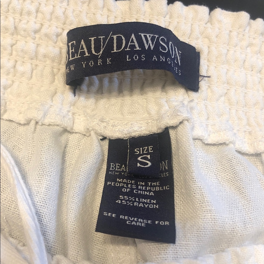 White Woman’s Elastic Waist Linen Blend Pants - Picture 3 of 3